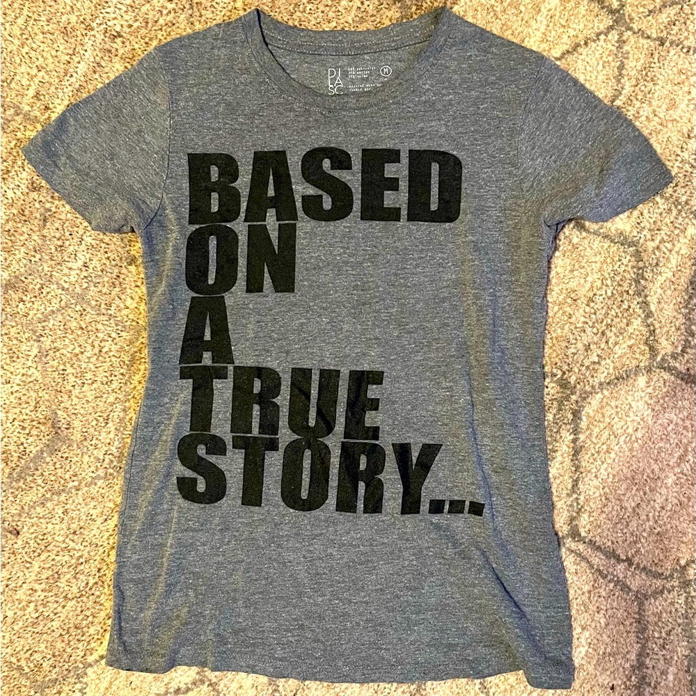 Gray Graphic T-Shirt with Black Text